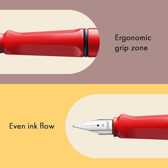 Lamy Safari 016 Füllfederhalter Fein Rote aus Kunststoff mit Blauer Tintenfarbe
