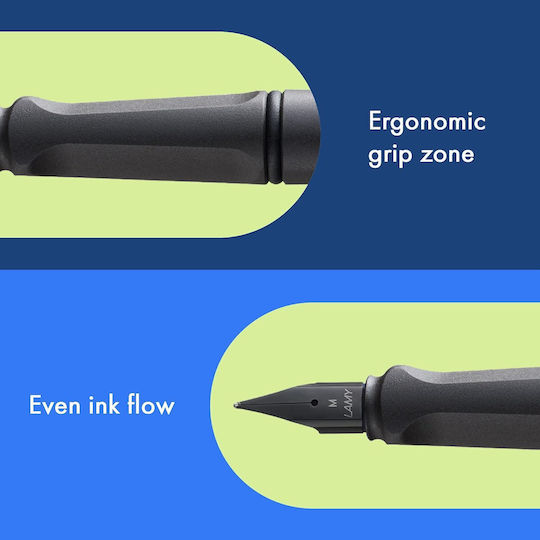 Lamy Safari 017 Πένα Γραφής Broad Μαύρη από Πλαστικό με Μπλε Μελάνι