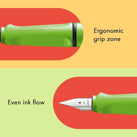 Lamy Safari Stilou Caligrafie Fine Verde Din Plastic Cu Cerneală Roșie