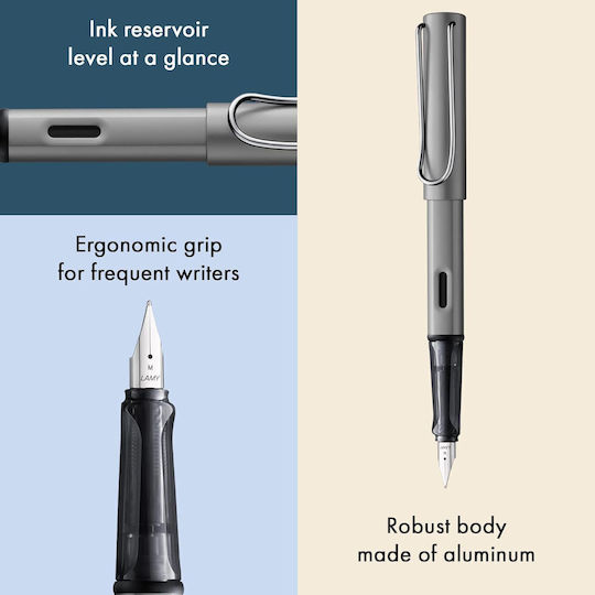 Lamy Писалка Fine Сива от Алуминий с Червено Мастило