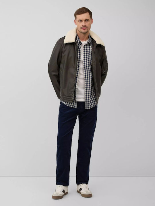 Kent Long Sleeve Shirt in Regular Fit Checked Dark Blue