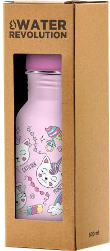 Water Revolution Kinderflasche Rostfreier Stahl mit Strohhalm Stainless Steel 500ml (Verschiedene Designs/Farben)
