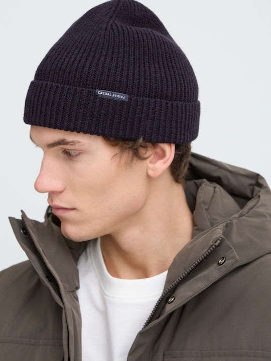 Beanie Unisex Σκούφος Πλεκτός σε Navy Μπλε χρώμα