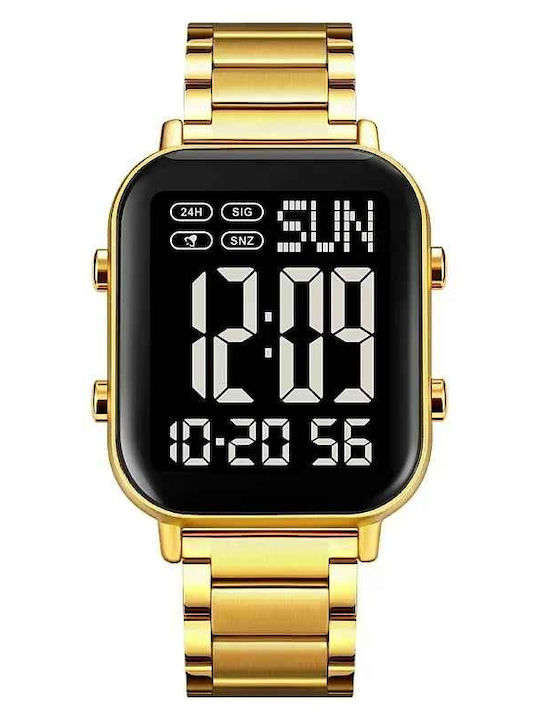 Skmei Ceas Digital de Bărbați 20mm Cronograf cu Baterie cu Brățară Metalică Aurie