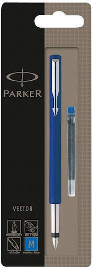 Parker Vectorpen Ανταλλακτική Μύτη Πένας Medium Μπλε από Πλαστικό με Μπλε Μελάνι και με 1 Ανταλλακτικές Μύτες