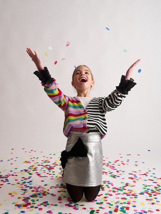 Kids' Leather Skirt Monochrome Silver