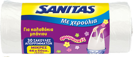 Sanitas Office / Bathroom Scented Trash Bags with Handles 46x50cm 30pcs White