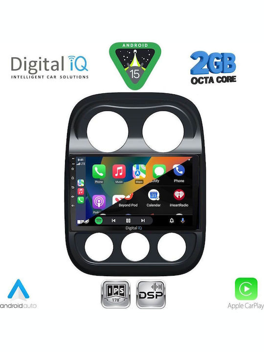 Digital IQ Auto-Audiosystem für Jeep Kompass / Patriot 2007-2016 (Bluetooth/USB/WiFi/GPS/Apple-Carplay/Android-Auto) mit Touchscreen 10"