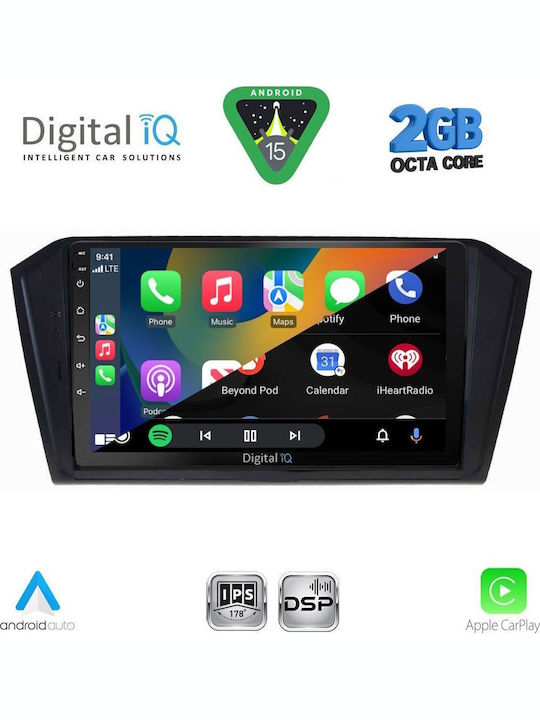 Digital IQ Car Audio System for Volkswagen Passat 2016-2022 (Bluetooth/USB/WiFi/GPS/Apple-Carplay/Android-Auto) with Touch Screen 10"