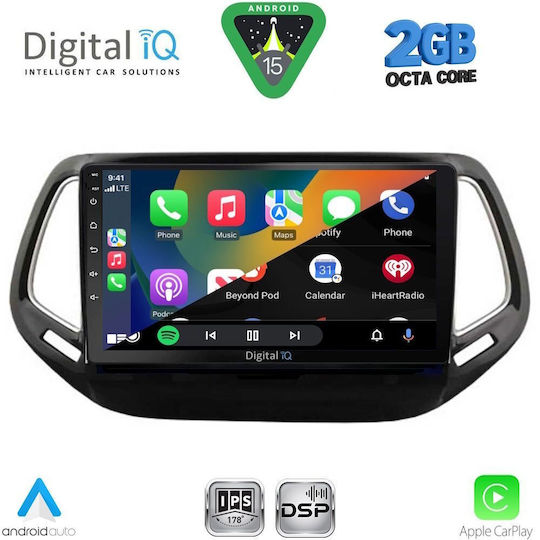 Digital IQ Car Audio System for Jeep Compass 2016-2021 (Bluetooth/USB/WiFi/GPS/Apple-Carplay/Android-Auto) with Touch Screen 10"