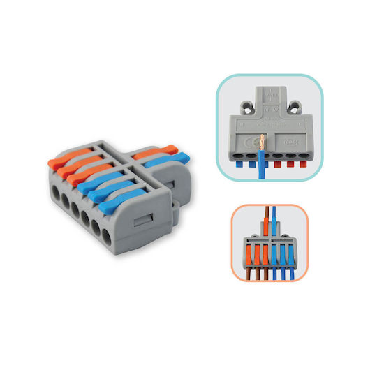 Commel Клема Бързо Свързване Натискаща 0.2-4mm 2-6 Полюса 5 Бройки Сиви 365-475