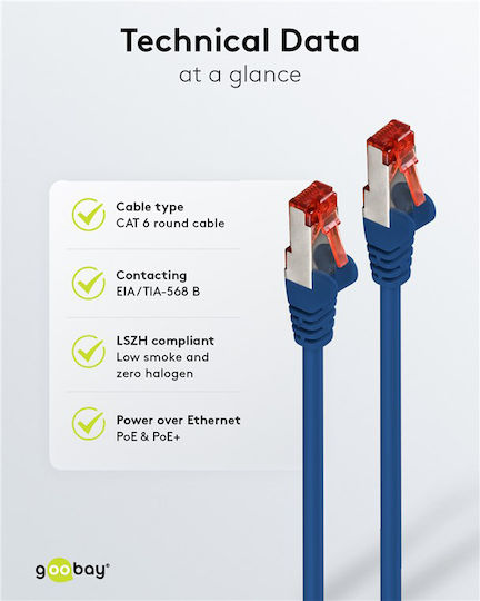Goobay S/FTP Kat.6 Ethernet Netzwerkkabel 0.5m Blau