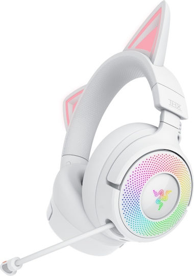 Razer Kraken Kitty V3 Pro Wireless Over Ear Gaming Headset with Bluetooth USB Connectivity White for PC