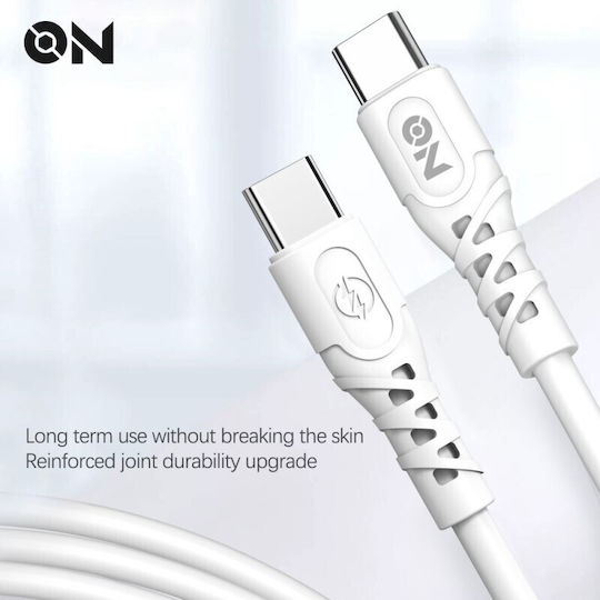 Καλώδιο Φόρτισης Type-c Type-c Λευκό 1m On Mobile Accessories 1 Τεμάχιο