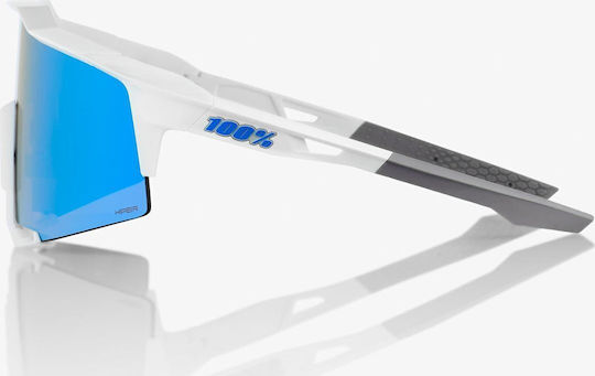 100% Cycling Glasses Speedcraft with White Frame & Mirror / Photochromic Lenses