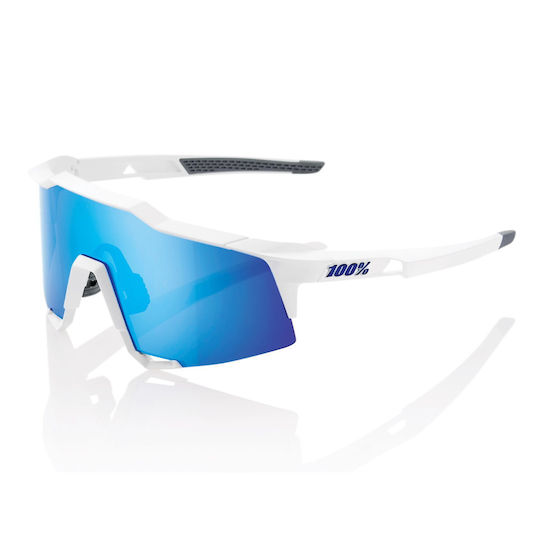 100% Cycling Glasses Speedcraft with White Frame & Mirror / Photochromic Lenses