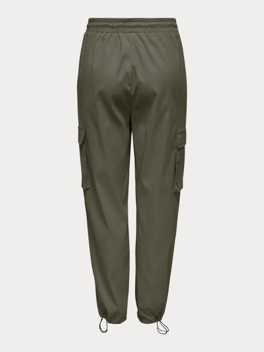 Damen Stoff Cargo Hose mit Gummizug Grape Leaf