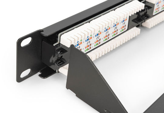 Digitus Unshielded Patch Panel for Rack 1U 19" with 24 cat6 Ports Black