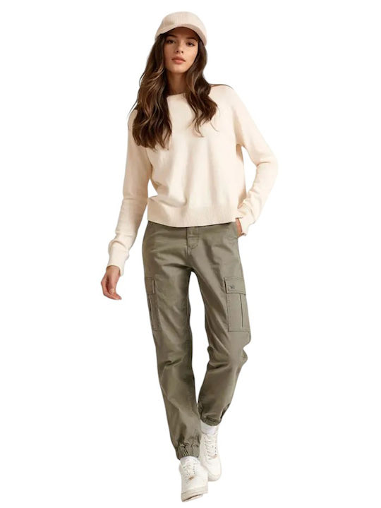 Women's Long Sleeve Sweater Cotton Beige