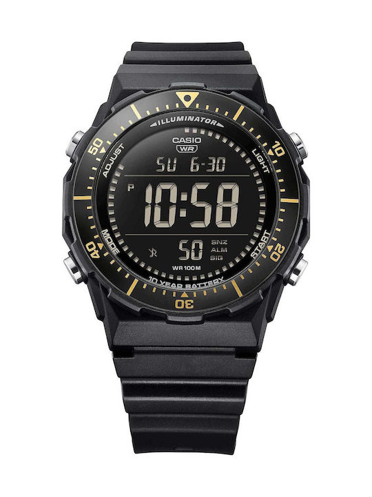 Casio Дигитален Мъжки Часовник Хронограф На Батерия с Черна Каучукова Каишка