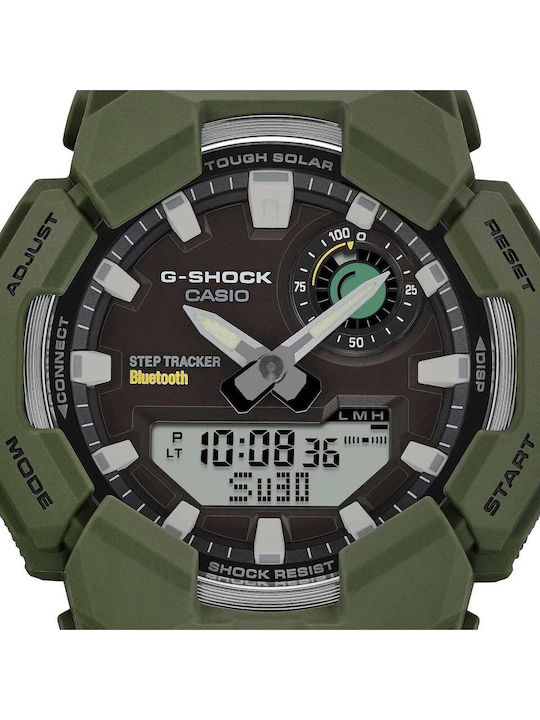 Casio Digital Men's Watch Chronograph Solar with Green Metal Bracelet