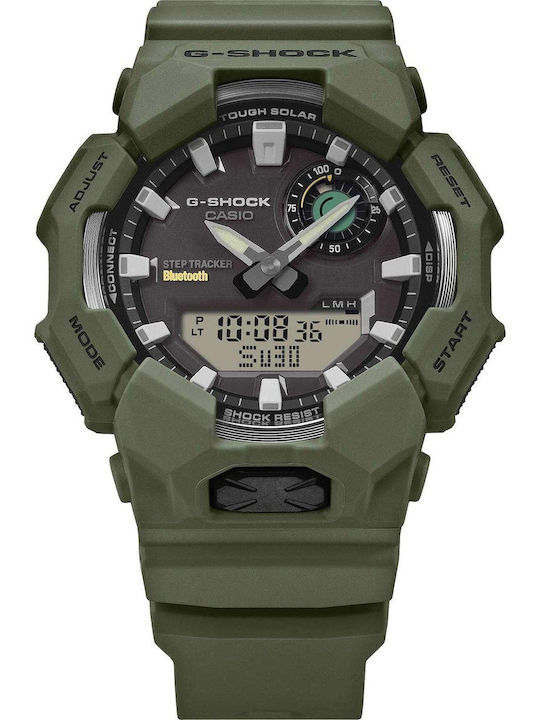 Casio Digital Men's Watch Chronograph Solar with Green Metal Bracelet