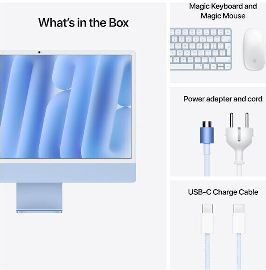 Apple IMac 24" 2024 (M4-8-Core/16GB/256GB SSD/8-Core GPU/macOS) Blue US