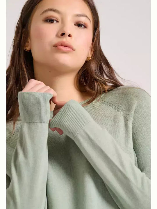 Women's Long Sleeve Sweater Cotton Green
