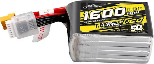 Tattu R-Line V6 Батерия Li-Po 22.2V 1600mAh 160C 6S XT60 за Дрон