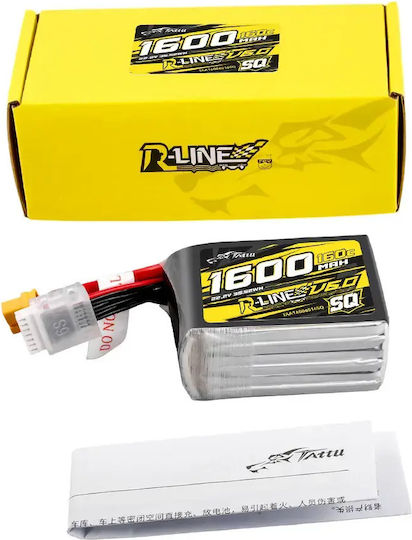 Tattu R-Line V6 Батерия Li-Po 22.2V 1600mAh 160C 6S XT60 за Дрон