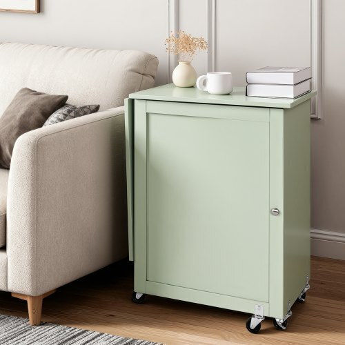 Vevor Folding Sewing Table Multifunctional Sewing Machine Wheels Wooden Pegs Storage Discs Shelf Magnetic Lock Side Surface Constructions Light Green Frzjyxxkzdbhmmz91001v0