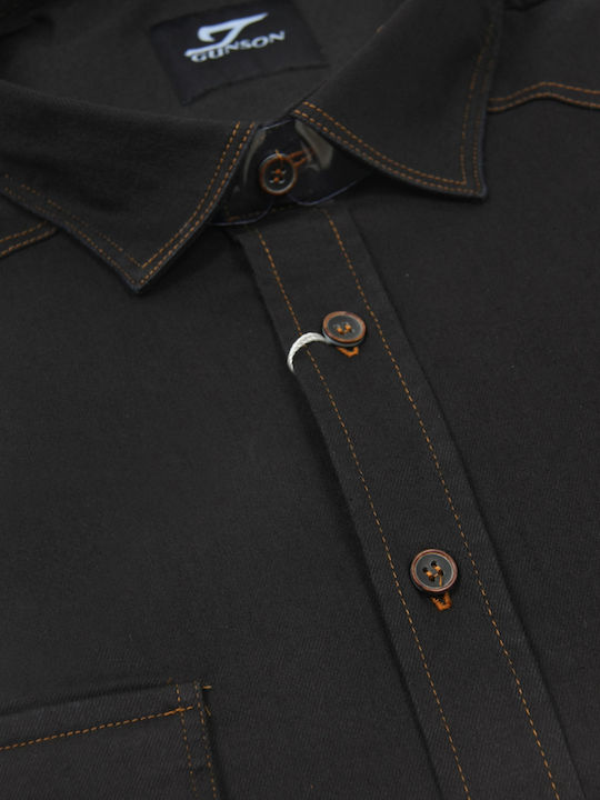Long-sleeved Denim Shirt Black