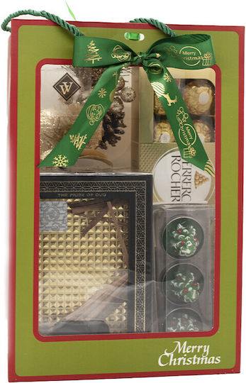 Pachet Cadou De Crăciun Merry Christmas Ard Al Zaafaran Fakhar Al Oud Parfum Arabic 100 Ml 100g Set Praline Ferrero Rocher Trei Lumânări Decorațiune Ramură De Pin