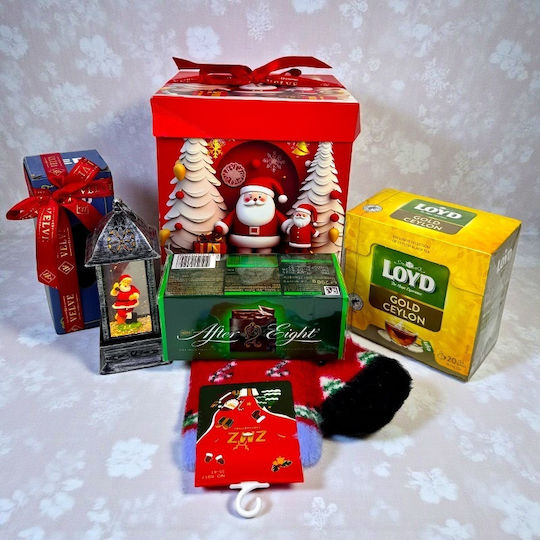 Pachet Deliciu De Crăciun Lanternă Decorativă Ciocolată After Eight Șosete De Crăciun Pentru Femei Ceai În Cutie Cadou Decorativă