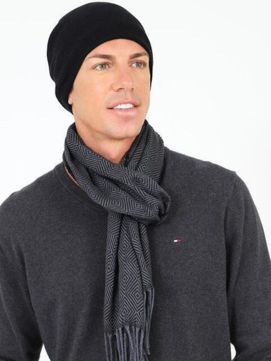 Set with Beanie Knitted in Black color