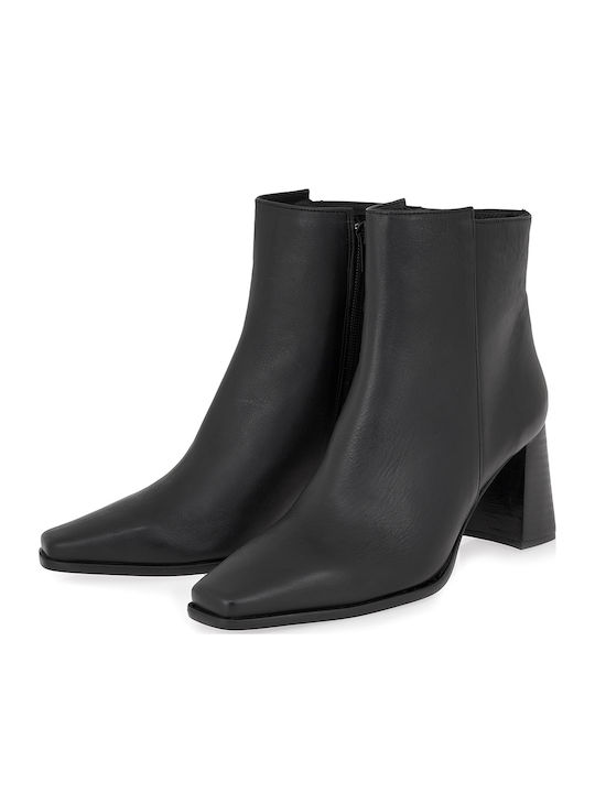 Leder Stiefeletten Damen Schwarz
