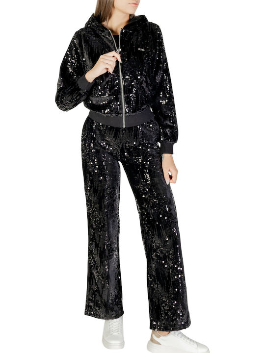 Women's Fabric Trousers Black with Sequins