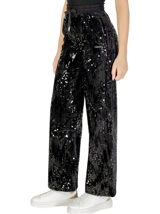 Women's Fabric Trousers Black with Sequins