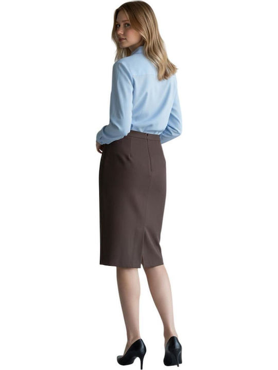 Pencil Midi Skirt Chocolate Brown