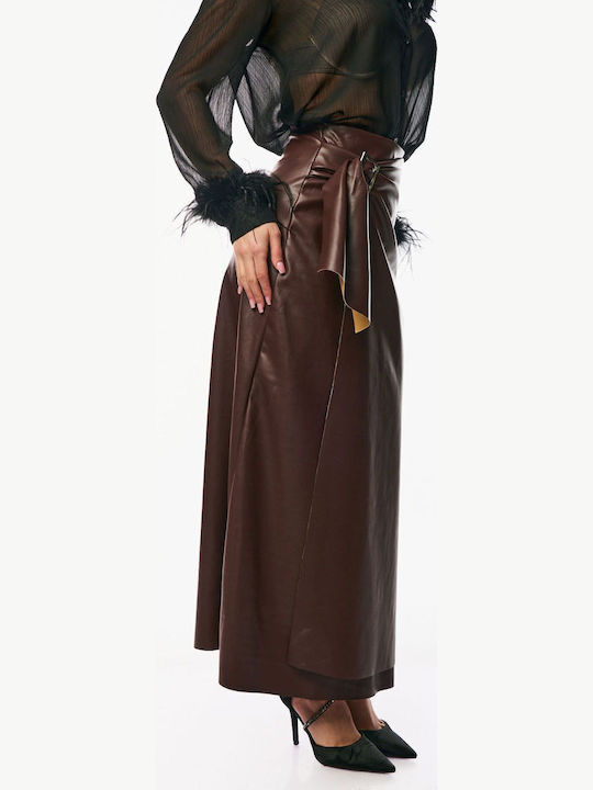 Leder Maxi Rock Brown