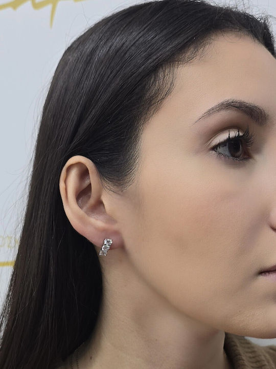 Mentzos Earrings made of White Gold with Stones