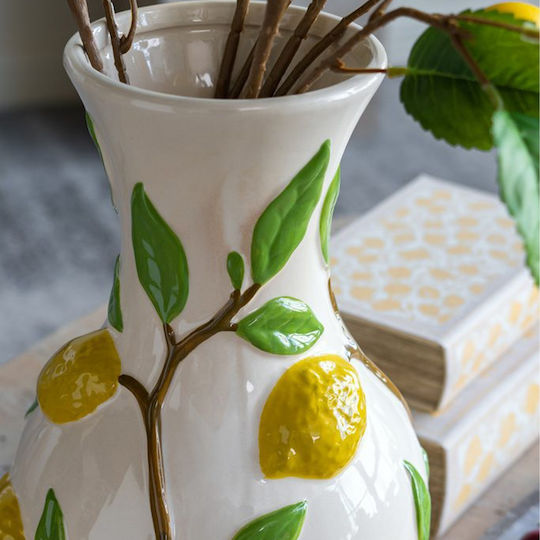 Artekko Decorative Vase Lemon Yellow 22.7x22.7x34.5cm