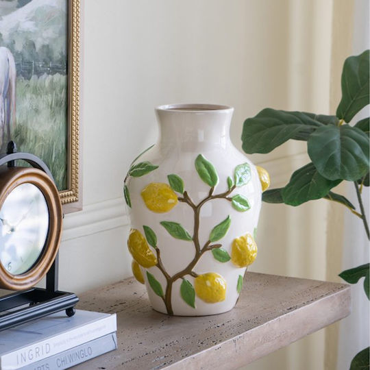 Artekko Decorative Vase Lemon Yellow 22.8x22.8x32cm