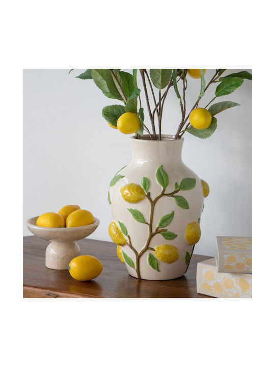 Artekko Διακοσμητικό Βάζο Κεραμικό Lemon Κίτρινο Φ22.8xΥ32cm