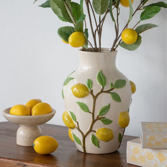 Artekko Decorative Vase Lemon Yellow 22.8x22.8x32cm