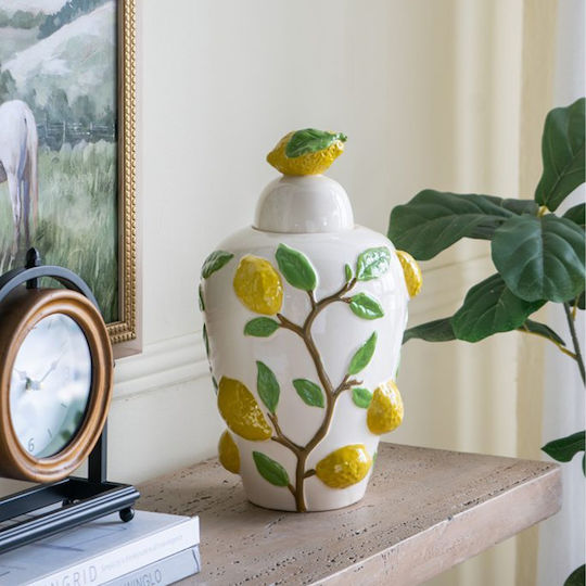 Artekko Decorative Vase Lemon Yellow 22x22x37.5cm