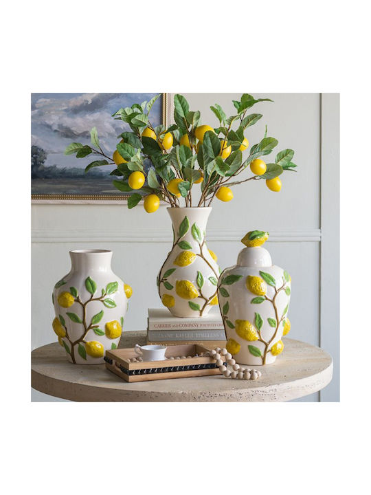 Artekko Διακοσμητικό Βάζο Κεραμικό Lemon Κίτρινο Φ22.8xΥ32cm