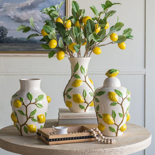 Artekko Decorative Vase Lemon Yellow 22.8x22.8x32cm