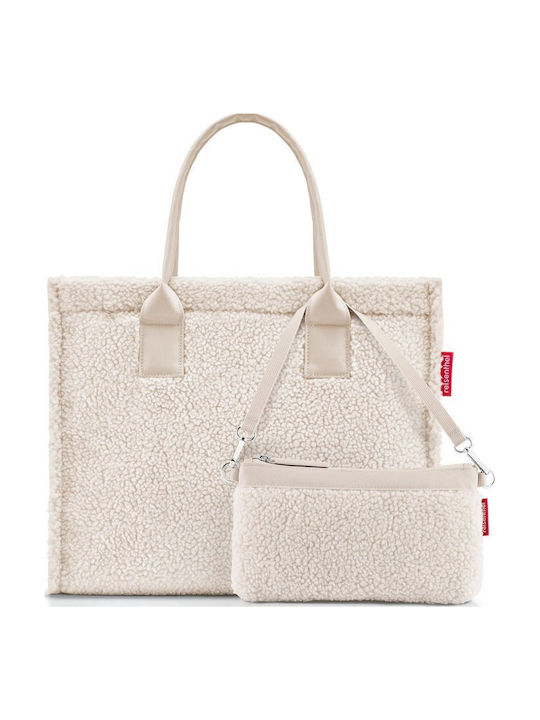 Fabric Women's Shopper Shoulder Bag White