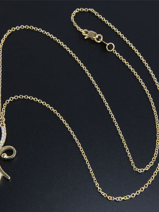 Al'Oro Halskette aus Gold 9 K mit Perlen & Zirkon